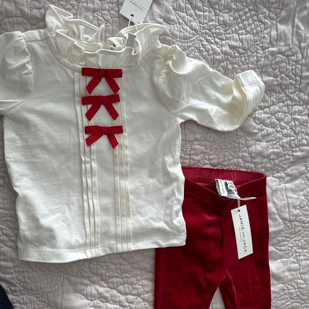 janie and jack white and red ribbon blouse